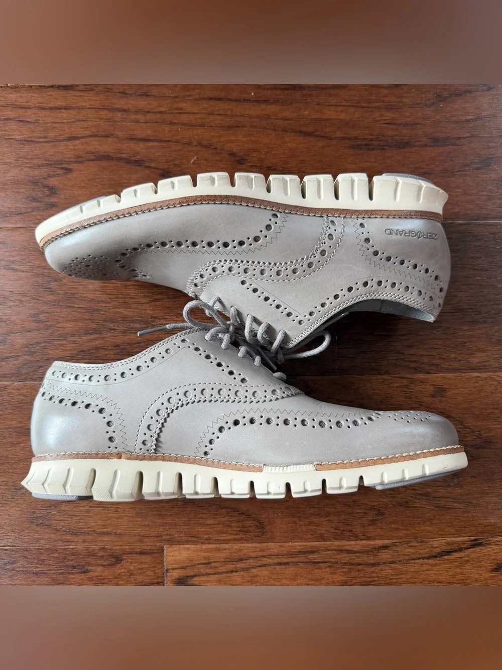 COLE HAAN ZEROGRAND C25007 Wingtip Oxford Men's 8 1/2 M Ironstone Gray Leather
